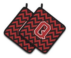Caroline s Treasures Buchstabe F Chevron schwarz & rot Paar Topflappen cj1047-qpthd, 7.5hx7.5 W, multicolor