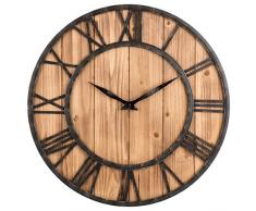 Oldtown Clocks Bauernhaus rustikale Scheune Vintage Bronze Metall & Massivholz geräuschlos große übergroße Wanduhr 24-Zoll- Holz