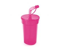 eBuyGB Trinkbecher mit Smoothiedeckel und Strohhalm, ca. 400 ml