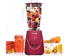 Oursson BL0610G/DC, Standmixer Smoothie Maker, Mixer mit Edelstahlmühle, 5 Geschwindigkeitsstufen, 1,75 L Fassungsvermögen, 550 Watt, Energieeffizienzklasse A, Rot/Dunkle Kirsche