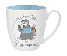 Gruss & Co 45521 Anti-Stress Tasse fÃ¼r Shoppingqueens, 45 cl, Geschenk, New Bone China, Blau, 9.5 cm
