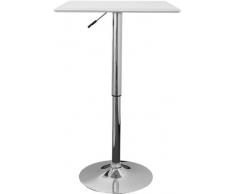 Amstyle Design Stehtisch Altona Bistrotisch, eckig Bezug Kunstleder höhenverstellbar Bartisch quadratisch Design verstellbar Leder Quadrat Platte drehbar Büro Messetisch modern Chrom Designer, weiÃ