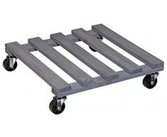 WAGNER Pflanzenroller - KIEFER - Kiefer massiv, FSC, anthrazit lasiert, 38 x 38 x 9,5 cm, Tragkraft 120 kg - 20042201