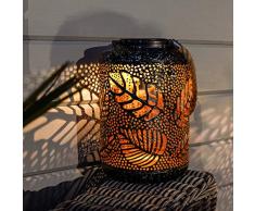 solarbetriebene wetterfeste Outdoor Metall Leuchten - marokkanischer Antik-Stil – inkl. Akku, Solarpaneel, Dämmerungsschalter, von Festive Lights (zylindrische Laterne bronzefarben)