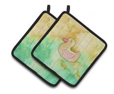 Caroline s Treasures bb7351pthd Gummi Duckie Watercolor verziert Topflappen, 19,1 cm H x 19,1 cm W, multicolor