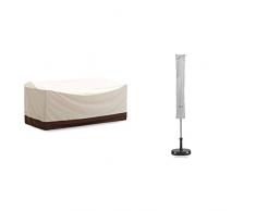 AmazonBasics Abdeckung für 3-Sitzer-Sofamodell Griffen & Schneider Schutzhülle für Sonnenschirm, Silbergrau, bis ca. 200 cm Ø