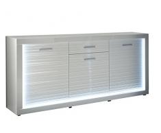 trendteam Wohnzimmer Sideboard Schrank Wohnzimmerschrank Starlight, 180 x 92 x 41 cm in in Korpus WeiÃ, Front Weià Hochglanz mit Rillenoptik mit Profilbeleuchtung für den Rahmen