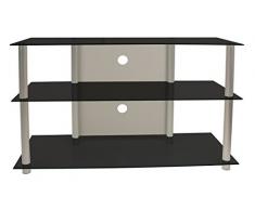 VCM TV Rack Lowboard Konsole LCD LED Fernsehtisch Möbel Bank Glastisch Tisch Schrank Aluminium Schwarzglas Onata XXL