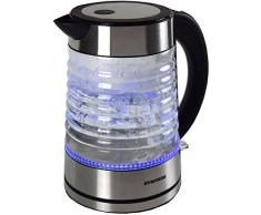 Syntrox Germany WK-2000W-1.7G Agua 2000 Watt 1,7 Liter Edelstahl schnurlos Glas Wasserkocher mit blauem LED Licht 360° cordess Wasserkessel Teekessel