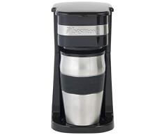 Bestron Kaffeemaschine mit Isolierbecher, Für gemahlenen Filterkaffee, 2 Tassen, 750 Watt, Edelstahl, Schwarz