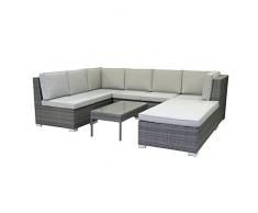 greemotion Loungeset Malibu grau bicolor, inklusive 15 Kissen, Eckbank mit Tisch für In- und Outdoor, Lounge mit Stauraum unter den Sitzflächen, Sitzelemente einfach umzustellen,