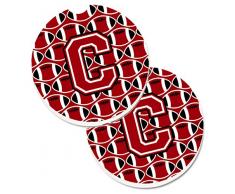 Caroline s Treasures Buchstabe C Fußball rot, schwarz & weiß Set von 2 Tasse Halterung Auto Untersetzer cj1073-ccarc, 2,56, multicolor