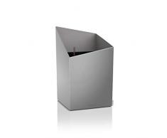 LECHUZA CURSIVO Premium 30 hochwertiges Pflanzgefäß mit Erd-Bewässerungs-System, silber metallic, 30x30x49 cm