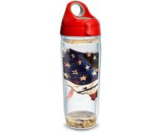 Tervis 1263794 Isolierbecher mit Wicklung und rotem Deckel, 453 ml, transparent rot mit grauem Deckel 24 oz farblos
