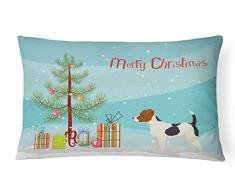 Carolines Treasures CK3547PW1216 Jack Russell Terrier Weihnachtsbaum, Leinenstoff, dekoratives Kissen, Mehrfarbig