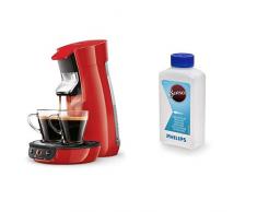 Philips Senseo Viva Cafe HD6563/80 Kaffeepadmaschine (Crema plus, Kaffee-Stärkeeinstellung), rot mit Flüssigentkalker CA6520/00