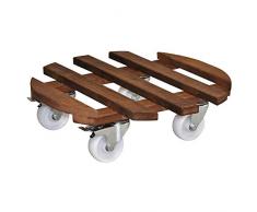 WAGNER Pflanzenroller GIGANT Ø 45 cm I Pflanzenroller & Blumenroller für Außenbereich + Innenbereich I Kübelroller aus Holz mit 2 Total-Feststellern I Tragkraft 250kg I Made in EU –20087101