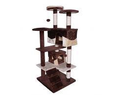 dibea KB00302 Kratzbaum - Kletterbaum für Katzen (Höhe 130 cm), braun/beige