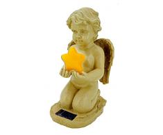 ABC Home Garden Gartenfigur Dekofigur Engel mit Stern Innen-& Außenbereich Solarbetrieben