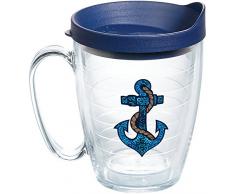Tervis 1170842 Anchor - Sequins Tumbler with Emblem and Navy Lid 16oz Mug, Clear