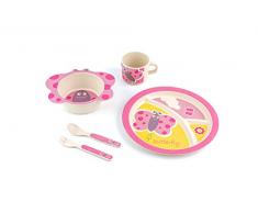 Peterson Housewares BF0263023S Geschirr-Set für Kinder, Bambusfaser, Schmetterlingsmotiv, 5-teilig