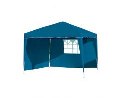 Vanage Pavillon Stella blau aus Aluminium mit 2 Seitenwänden, 300x300x260cm, Faltpavillon einsetzbar als Gartenpavillon, Party- und Festzelt, Camping- und Festival-Zelt, Gartenmöbel