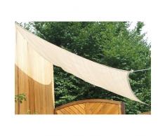Floracord 06-77-25-00 HDPE Vierecksonnensegel 2,5 x 3 m weizen wind- und wasserdurchlässig inklusive Zubehör mit dauerelastischen Spanngurten