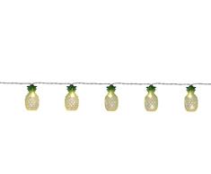 LED-Party-Kette Partylights Pineapples, Material: Kunststoff, 10 warm white LED, gelbe Ananas, ca. 1,8 m, Kabel: transparent, Timer, Batterie
