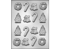 CK Products Schokoladenform Weihnachtsbaum, Glocken, Kranz und Zuckerstangen