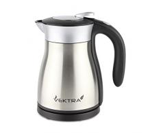 Vektra VEK-1201 Vakuumisolierter Wasserkocher 1,2 L Edelstahl Doppelwandig EU-Stecker, Thermoskanne 2in1 Warmhaltefunktion BPA-Frei Kabellos Sicherheitsverriegelung - Gebürsteter Stahl