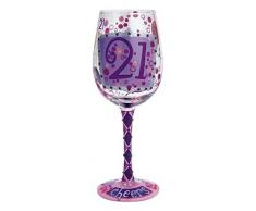 Enesco GLS11-5538M Weinglas zum 21. Geburtstag, 425 ml, mehrfarbig