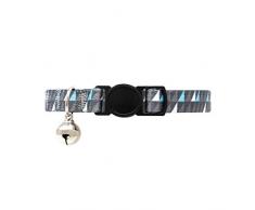 allpetsolutions Katzenhalsband, verstellbar, blau/grau, geometrischer Druck, mit Schnellverschluss-Schnalle und Glocke, für Katzen und große Kätzchen