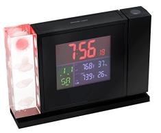 Bresser Wetterstation Funk mit Außensensor MyTime Crystal P Kristall-Projektionswecker mit 3D-Wettertrendsymbolik, großem LCD-Display und Temperatur/Luftfeuchtigkeitsanzeige