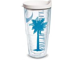 Tervis Isolierbecher mit Wickel und weißem Deckel 24oz farblos