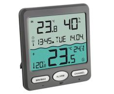 TFA Dostmann TFA Venice 30.3056.10, zur Überwachung der Wassertemperatur in Pool, Teich oder Whirlpool Digitales Funk-Poolthermometer, Kunststoff, Grau