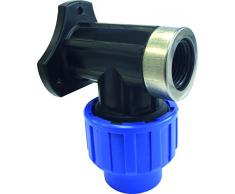 s & M Verschraubung Winkelstück, Wasserhahn, 20 mm x 1/2, schwarz und blau