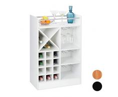 Relaxdays 10028075_49 Weinregal mit Glashalter, 22 Flaschen, freistehend, Wein und Sekt, Hausbar HxBxT: 96 x 63 x 35 cm, weiß, PB (Particle board)