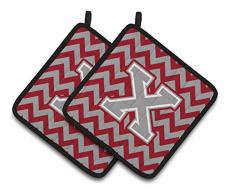 Caroline s Treasures Buchstabe X Chevron Crimson & Grau Paar Topflappen cj1043-xpthd, 7.5hx7.5 W, multicolor