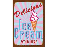 Schatzmix Delicious Ice Cream Sold Here EIS Metal Sign deko Sign Garten Blech