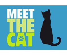 Schatzmix Meet The Cat Metal Sign deko Schild Blech Garten Comic lustig Kater