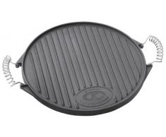Outdoorchef Gusseisen Grillplatte 480_570 – Grill-Wende-Platte – Gasgrill Zubehör für Kugelgrill – Grillpfanne doppelseitig verwendbar – Ø 39,5 cm