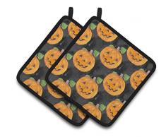 Caroline s Treasures bb7524pthd Watercolor Halloween Halloween-Kürbislaterne verziert Topflappen, 19,1 x 19,1 cm Multicolor