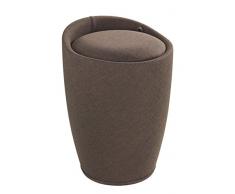 WENKO 22838100 Hocker Candy Brown Leinenoptik, Wohnhocker, Badhocker, Wäschesammler mit abnehmbarem Wäschesack, Acrylnitril-Butadien-Styrol (ABS), 36 x 50.5 x 36 cm
