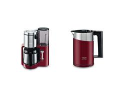 Siemens TC86504 Kaffeemaschine (1100 Watt, 8-12 Tassen, Edelstahl Thermokane) cranberry red & TW86104P Wasserkocher sensor for senses mit Edelstahlapplikation cranberry rot/schwarz