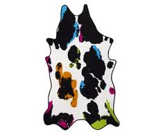 andiamo Kunstfell Fellteppich Rinderfell Stierfell Kuhfell Tierfell Cowhide Imitat Rinderfellmotiv Designerteppich Läufer â Kunstfaser Oeko-Tex100 Dekoration Deko-Fell Wohnzimmer â 133x220 in multi