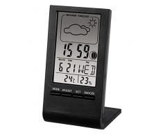 Hama LCD Wetterstation TH-100 (Thermometer, Hygrometer, Barometer, Wecker, Wettervorhersage, Mondphasenanzeige) schwarz