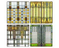 CoasterStone AS2745 Untersetzer, saugfähig, 10,2 cm,Frank Lloyd Wright Art Glass Collection, 4 Stück