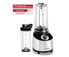 Krups KB181D Freshboost Standmixer To Go mit Vakuum Technologie; 3x mehr Antioxidantien& Vitamine zur Stärkung des Immunsystems; 4 Programme; 2 Trinkflaschen; 800W; Edelstahl/ Schwarz