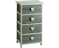 King Home Kommode c/Herz, grau/weiß
