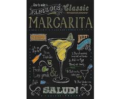 Schatzmix Cocktails Rezepte Recipe Margarita Tequila Triple Sec Alkohol schwarz Hintergrund Metal Sign deko Sign Garten Blech